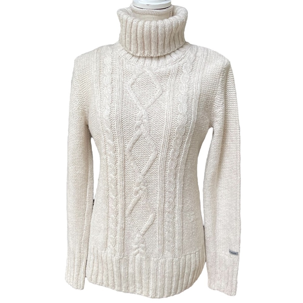 Columbia Cable Knit Chunky Wool Blend Turtleneck‎ Sweater  Size: S